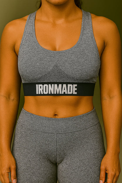 Women’s Seamless 3D Fit Sports Bra in Charcoal – supportive moisture‑wicking gym bra