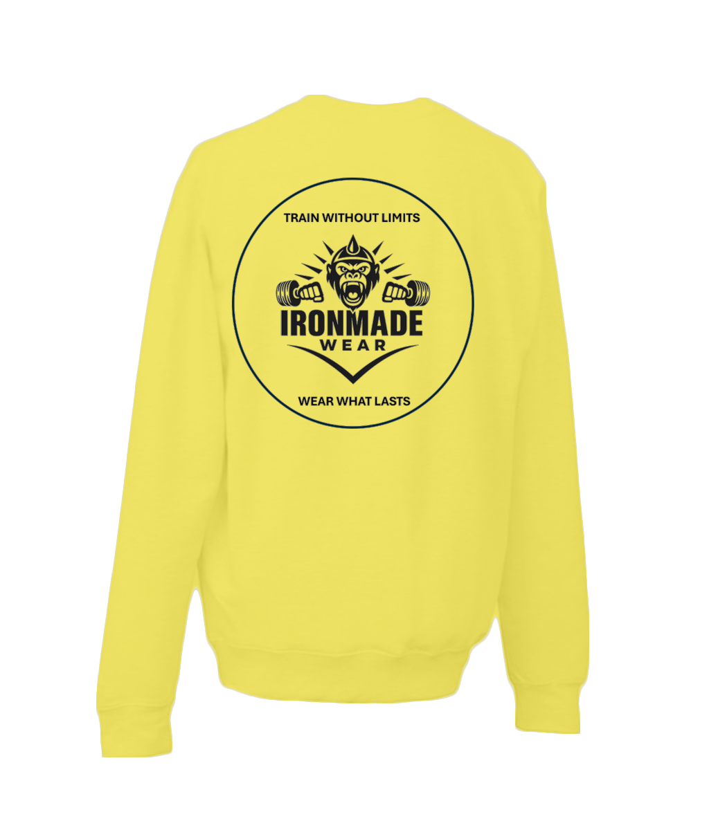 Kids double logo sweatshirt in Sun Yellow – bright cotton fleece children’s jumper