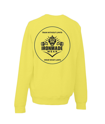 Kids double logo sweatshirt in Sun Yellow – bright cotton fleece children’s jumper