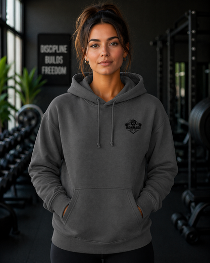 Womens Single Logo Hoodie in Dark Heather Grey