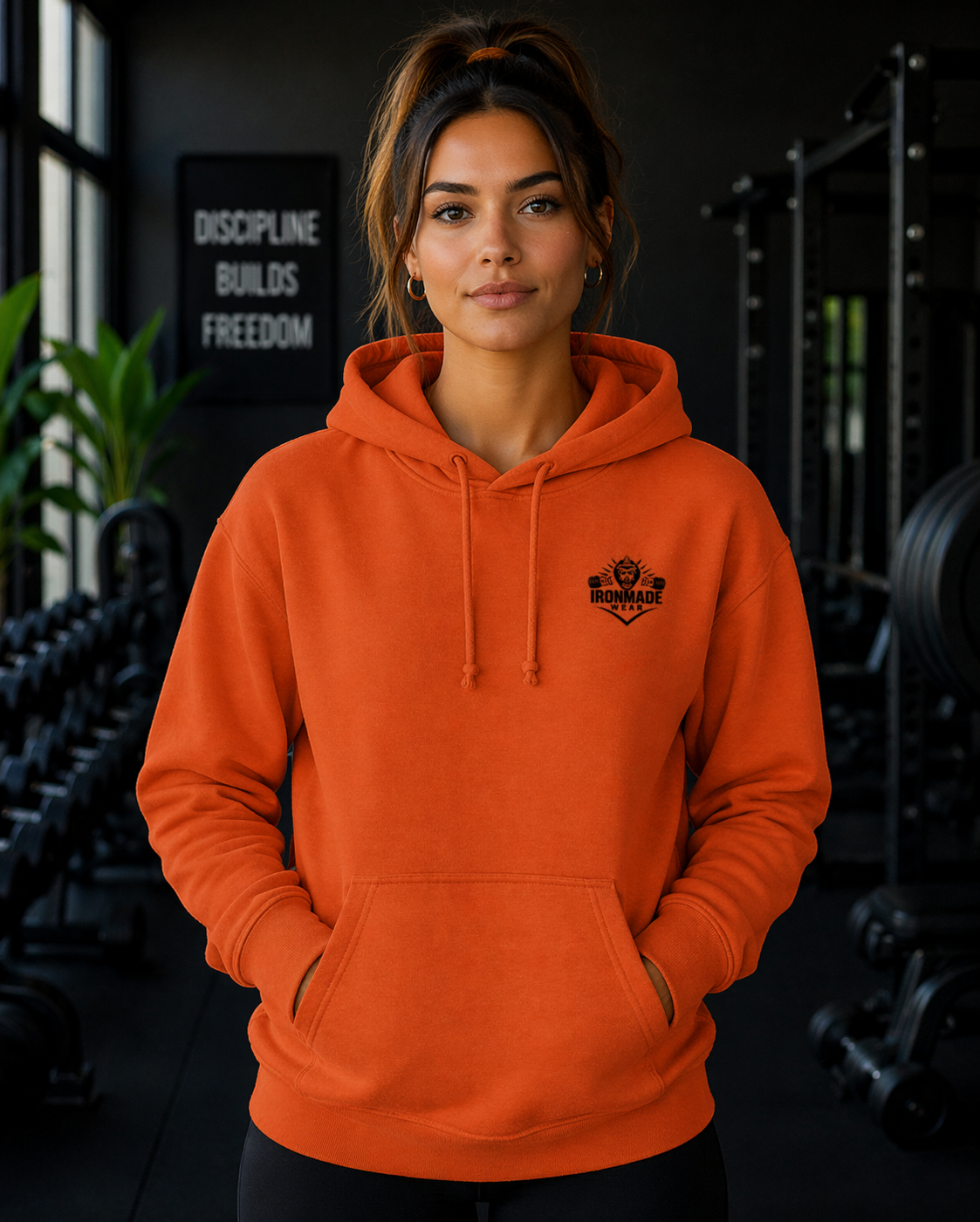 Womens Single Logo Hoodie in bright orange