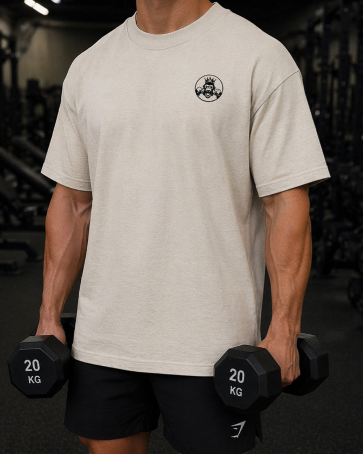 Men’s Oversized Tee | Double Logo- Light Collection