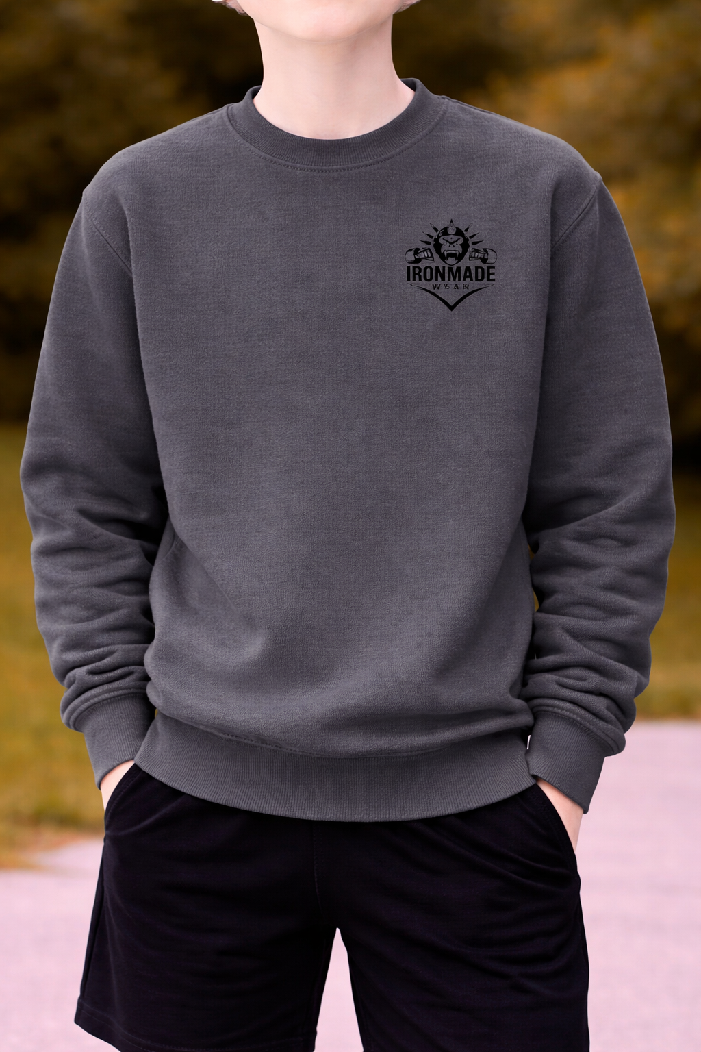 Kids sweatshirt in Charcoal – cosy brushed fleece regular fit top