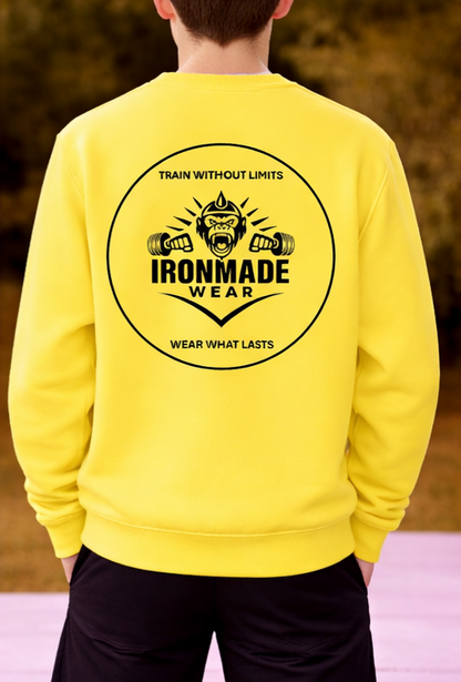 Kids double logo sweatshirt in Sun Yellow – bright cotton fleece children’s jumper