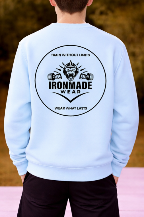 Kids double logo sweatshirt in Sky Blue – soft cotton kids gym sweatshirt