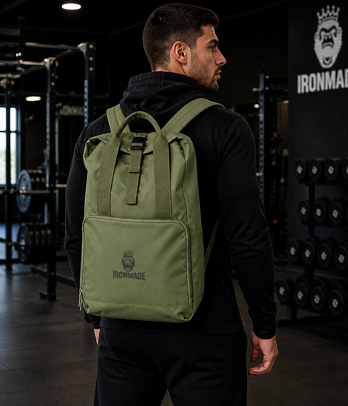 Twin Handle Roll-Top Backpack | Black Logo