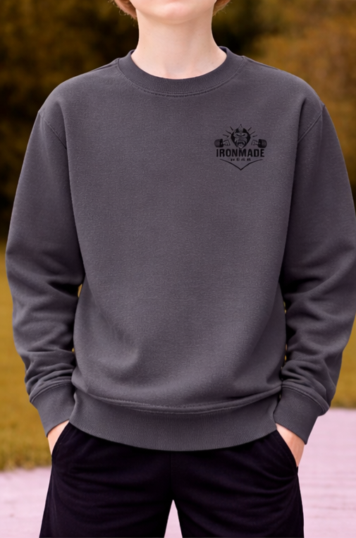 Kids sweatshirt in Storm Grey – durable ringspun cotton blend children’s jumper