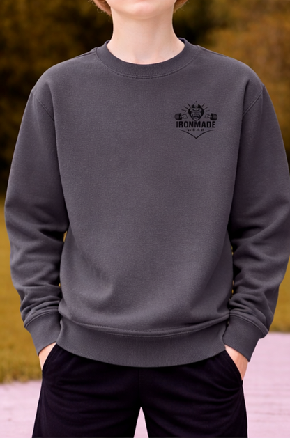 Kids sweatshirt in Storm Grey – durable ringspun cotton blend children’s jumper