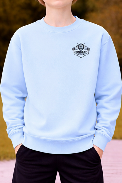 Kids double logo sweatshirt in Sky Blue – soft cotton kids gym sweatshirt