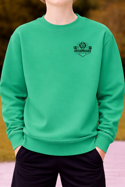 Kids double logo sweatshirt in Kelly Green – durable cotton blend children’s sweatshirt