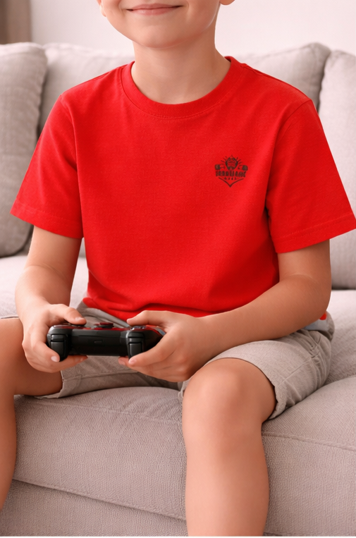 Kids Heavy Cotton T‑Shirt in Red, regular fit cotton tee for comfort and confidence