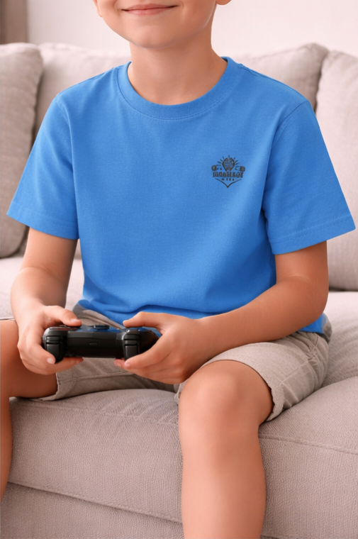 Kids Heavy Cotton T‑Shirt in Carolina Blue, breathable cotton tee for active everyday wear