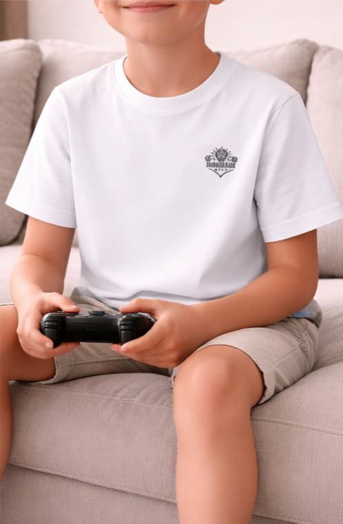 Kids Heavy Cotton T‑Shirt in White, essential kids cotton tee for everyday use