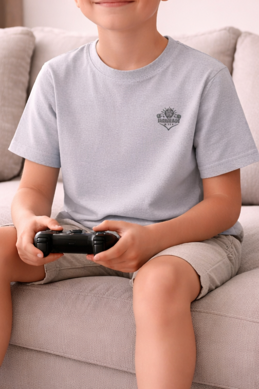 Kids Heavy Cotton T‑Shirt in Sport Grey, cotton blend look with breathable comfort