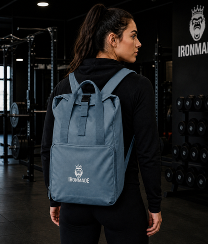 Twin Handle Roll-Top Backpack | White Logo
