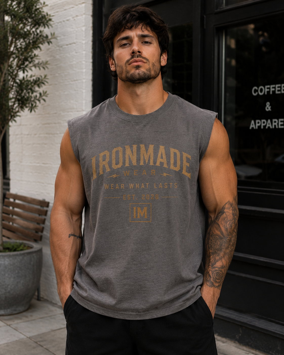 Men’s Faded Tank Top | Ironmade Logo