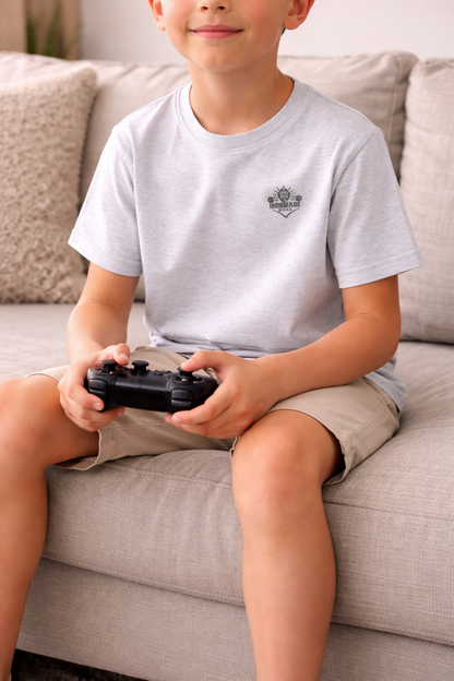 Kids Heavy Cotton T‑Shirt in Ash, regular fit cotton tee made from 100% US cotton for everyday comfort.