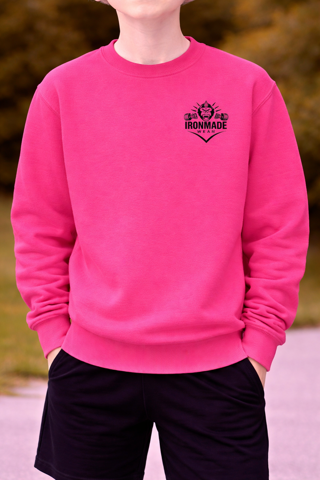 Kids sweatshirt in Hot Pink – vibrant brushed fleece kids top
