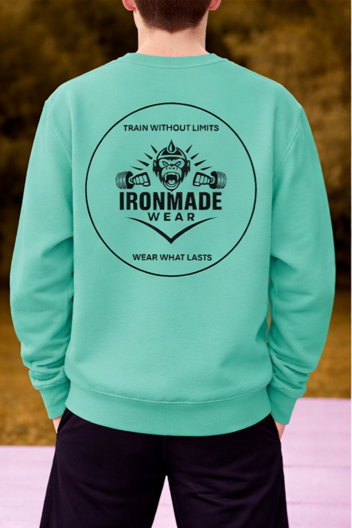 Kids double logo sweatshirt in Kelly Green – durable cotton blend children’s sweatshirt