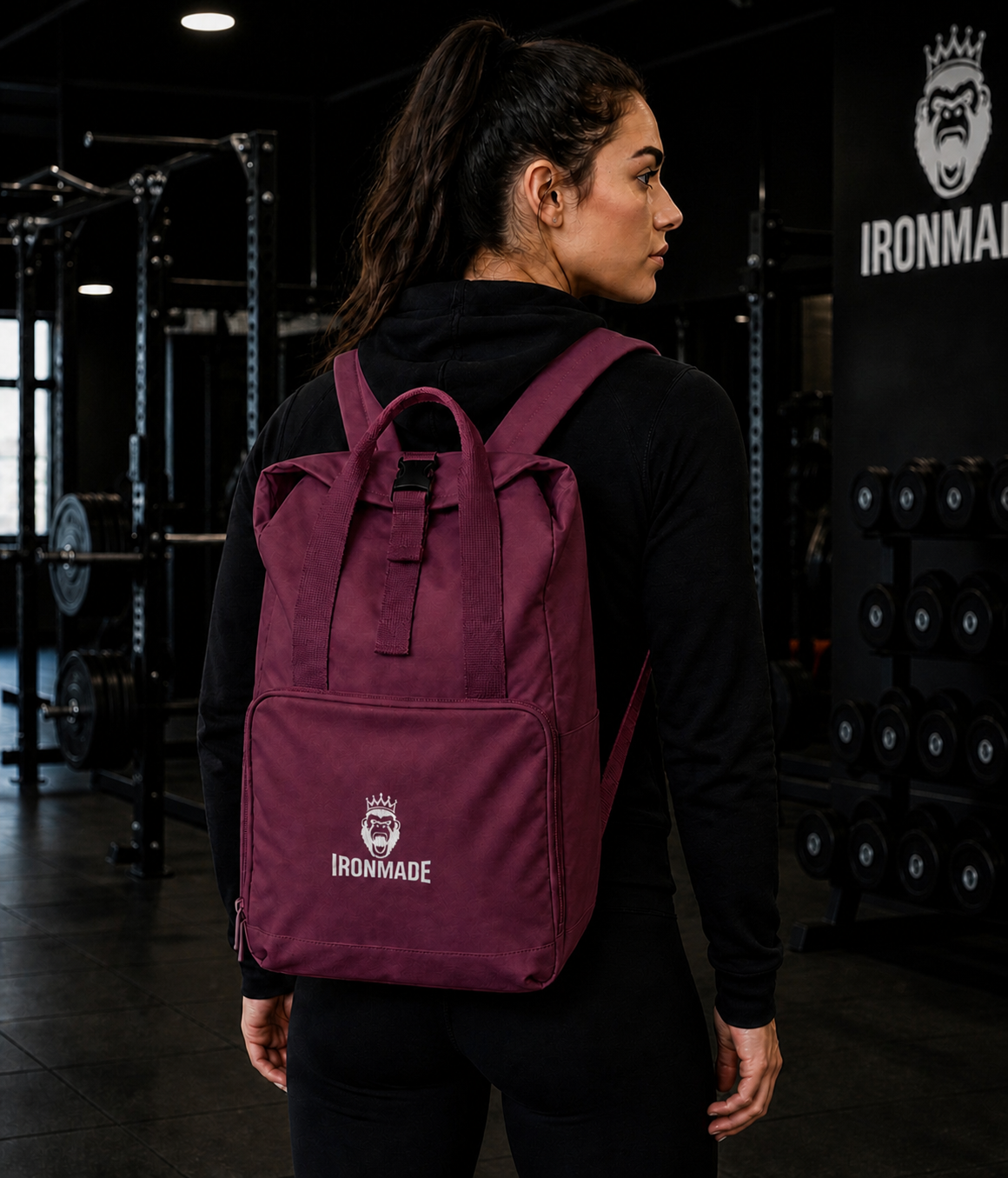 Twin Handle Roll-Top Backpack | White Logo
