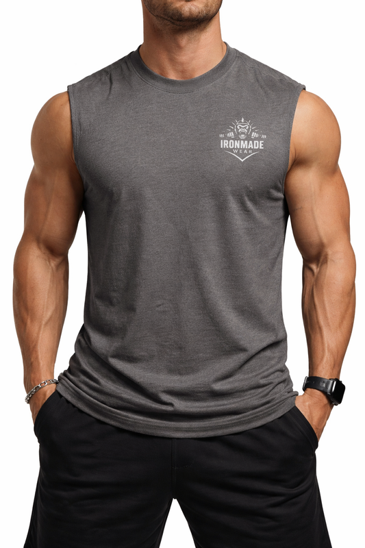 Men’s Faded Tank Top in Faded Grey – breathable preshrunk cotton gym tank