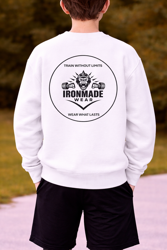 Back Side- Kids double logo sweatshirt in Arctic White – soft fleece regular fit children’s jumper
