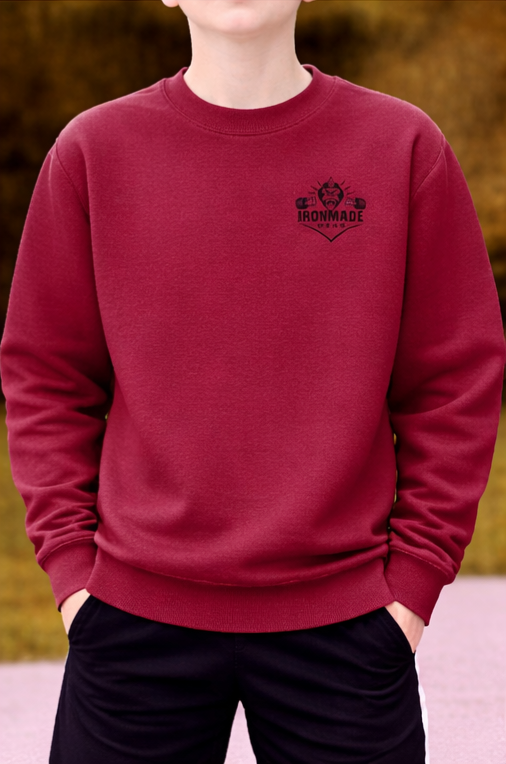 Kids double logo sweatshirt in Burgundy – soft cotton kids sweatshirt