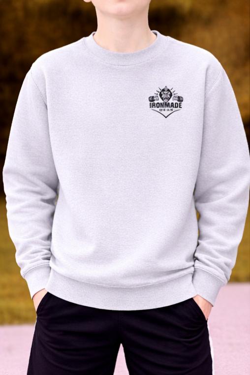 Kids double logo sweatshirt in Heather Grey – brushed fleece kids activewear top
