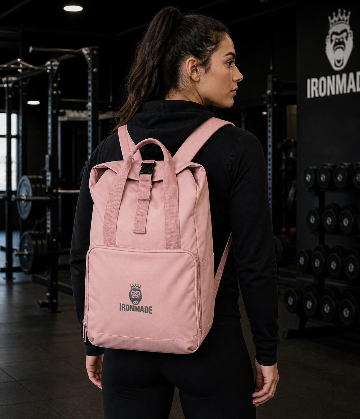 Twin Handle Roll-Top Backpack | Black Logo