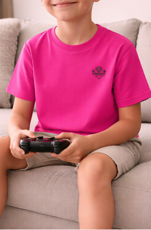 Kids Heavy Cotton T‑Shirt in Heliconia, soft jersey knit cotton t‑shirt for all‑day comfort