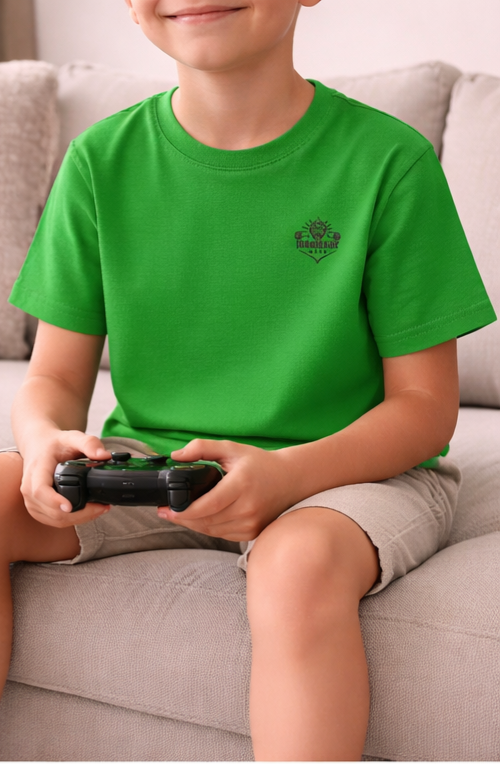 Kids Heavy Cotton T‑Shirt in Irish Green, regular fit cotton kids tee built for movement