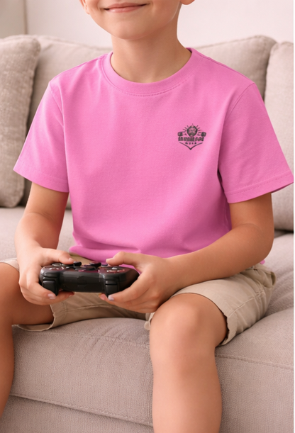 Kids Heavy Cotton T‑Shirt in Azalea, soft cotton kids t‑shirt designed for comfort and play