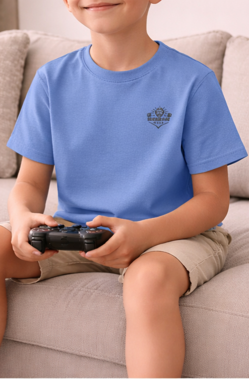 Kids Heavy Cotton T‑Shirt in Sapphire, soft jersey cotton kids t‑shirt for daily wear