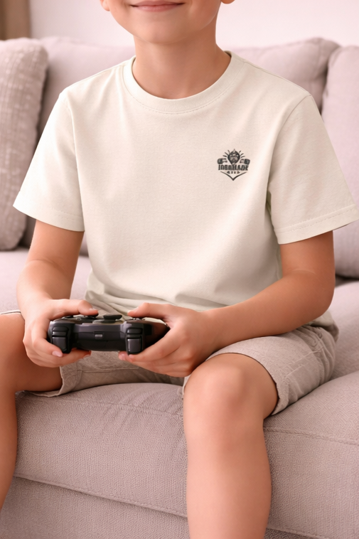 Kids Heavy Cotton T‑Shirt in Off White, classic cotton tee with a clean finish