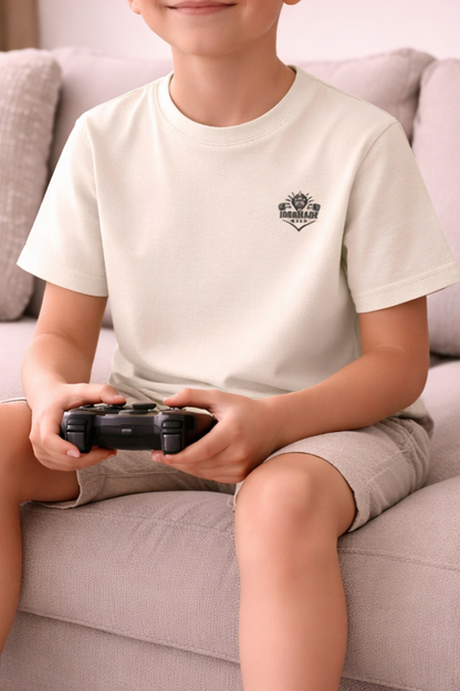 Kids Heavy Cotton T‑Shirt in Off White, classic cotton tee with a clean finish