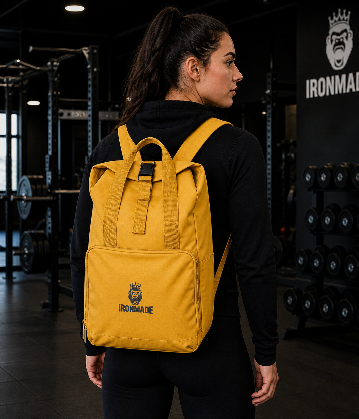 Twin Handle Roll-Top Backpack | Black Logo