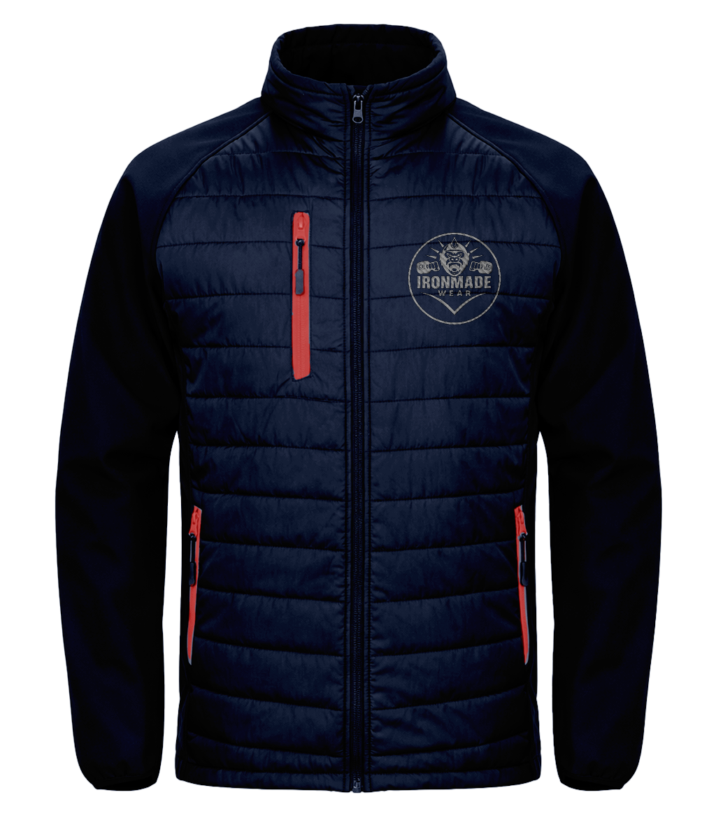 Men’s padded softshell jacket in Navy/Red – contrast insulated active jacket