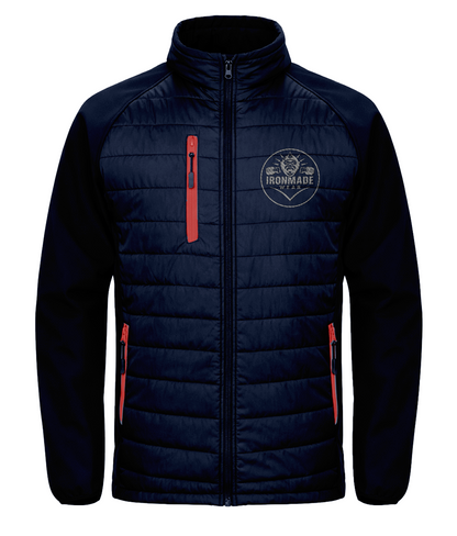 Men’s padded softshell jacket in Navy/Red – contrast insulated active jacket