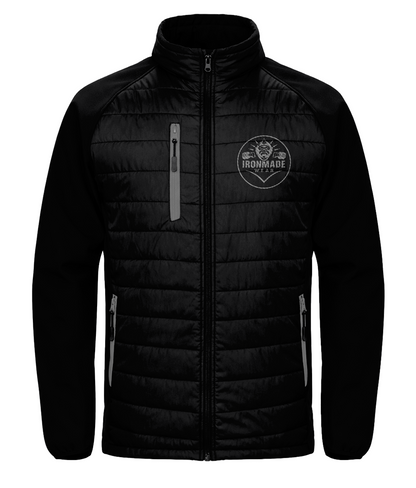 Men’s padded softshell jacket in Black/Grey – recycled insulated hybrid jacket