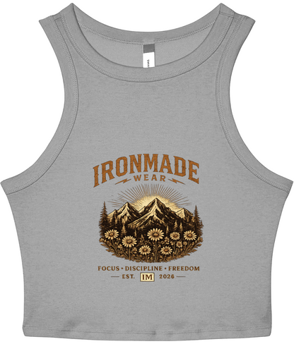 Grey: Women’s grey micro rib racer tank soft stretch fit