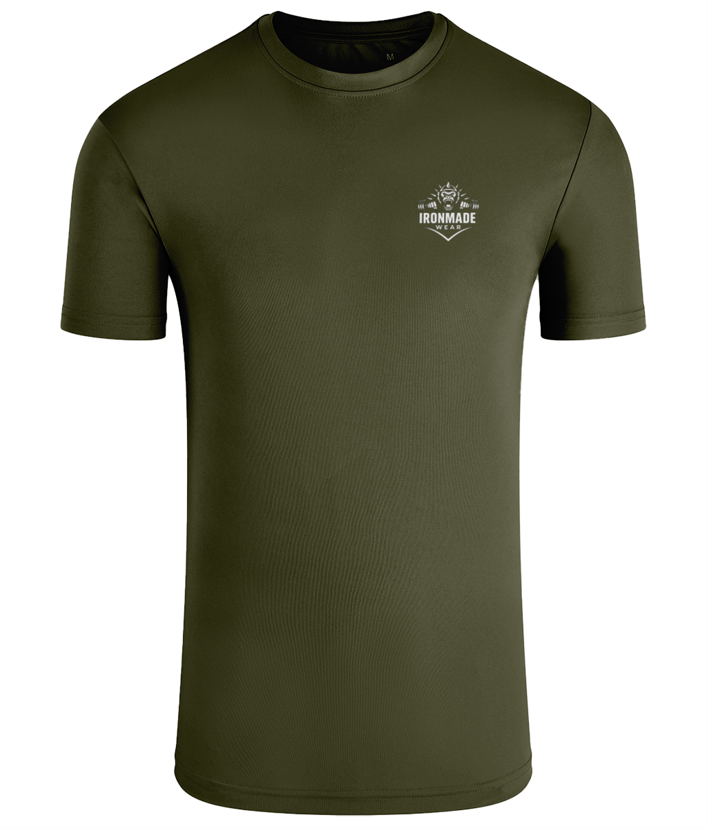 Men’s Performance T‑Shirt in Olive – lightweight self‑wicking polyester training shirt