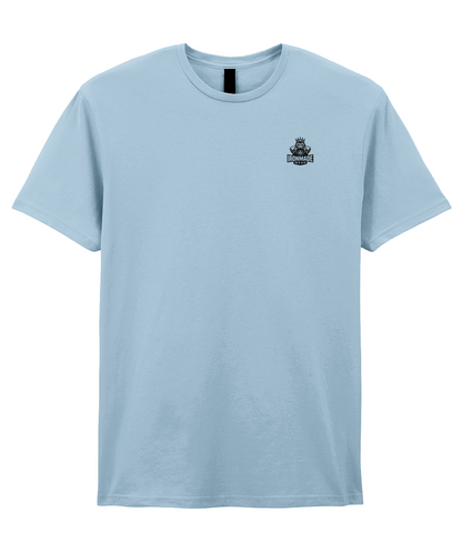 Front- Light Blue: Men’s double logo ringspun T‑shirt in Light Blue