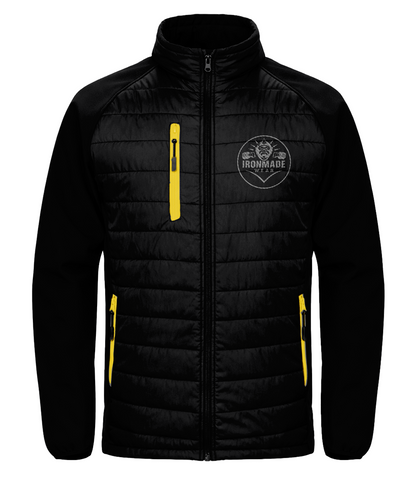 Men’s padded softshell jacket in Black/Yellow – high‑visibility hybrid active jacket