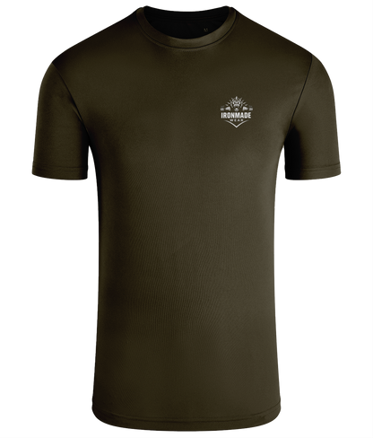 Men’s Performance T‑Shirt in Army Green– lightweight self‑wicking polyester training shirt