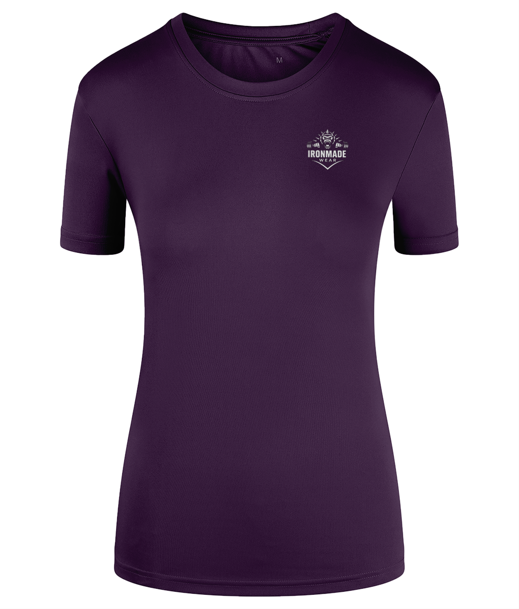 Women’s Performance T‑Shirt in Bright Purple – fitted polyester women’s training shirt