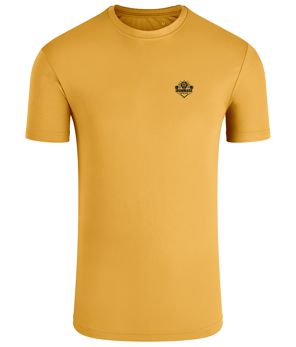 Men’s Performance T‑Shirt in Gold – fitted breathable polyester athletic top