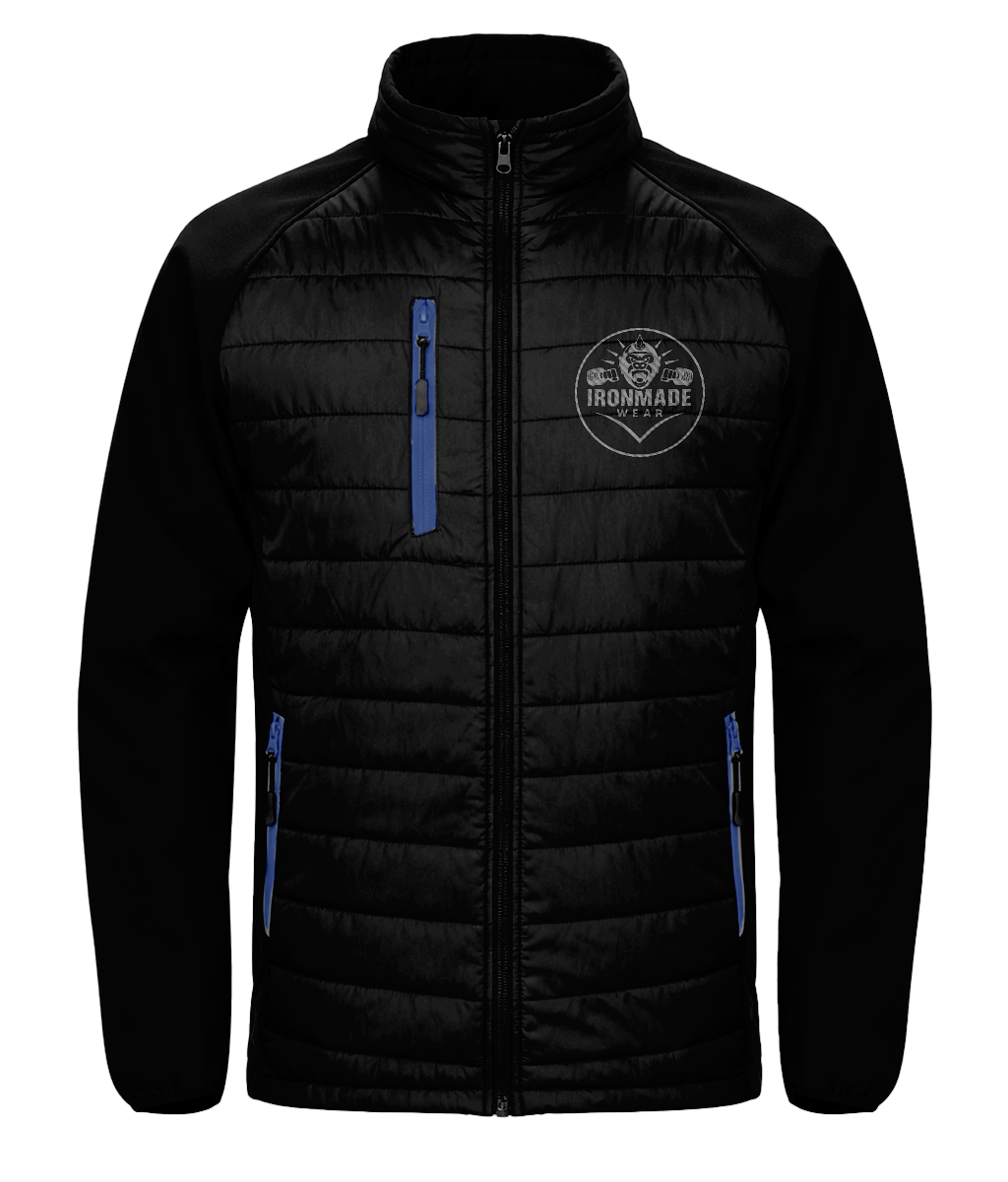 Men’s padded softshell jacket in Black/Royal – durable outdoor training jacket