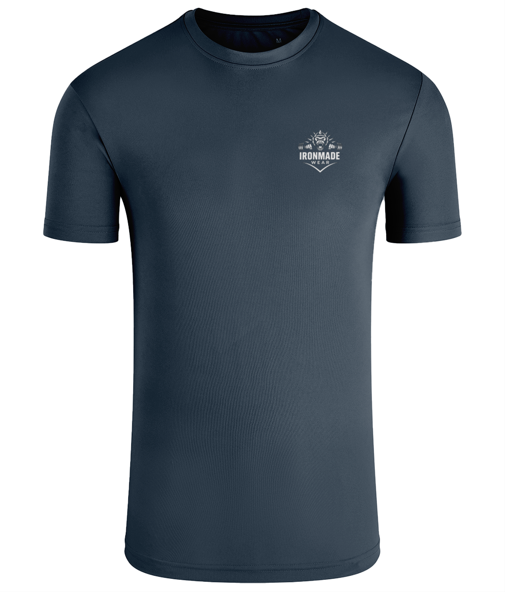 Men’s Performance T‑Shirt in Blue Steel – lightweight self‑wicking polyester training shirt