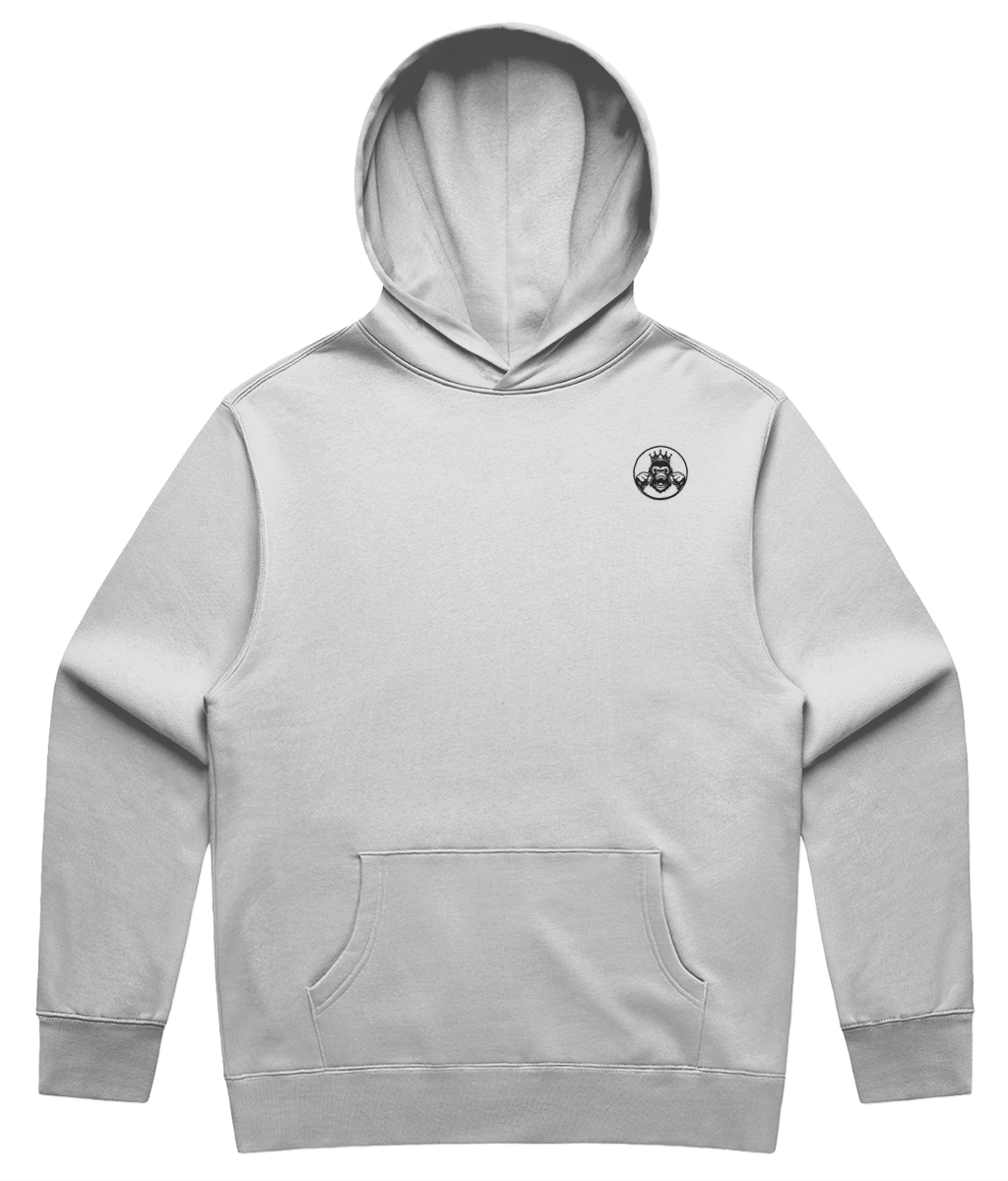 Front Men’s Relaxed Hoodie in White Heather – soft cotton blend athletic hoodie