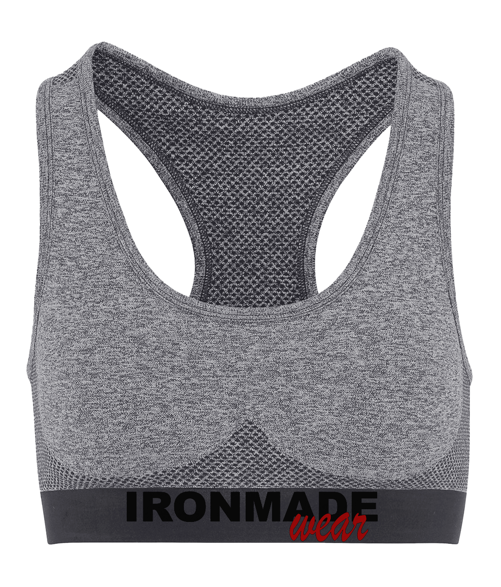 Women’s Seamless 3D Fit Sports Bra in Charcoal – supportive moisture‑wicking gym bra
